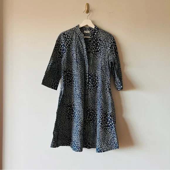 Zuri Bhoomki Navy Blue Printed A-Line Short Dress Size XS
